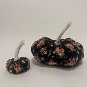 2 Set lot rose floral fabric pumpkin Home Decor black pink Victorian Shabby Chic